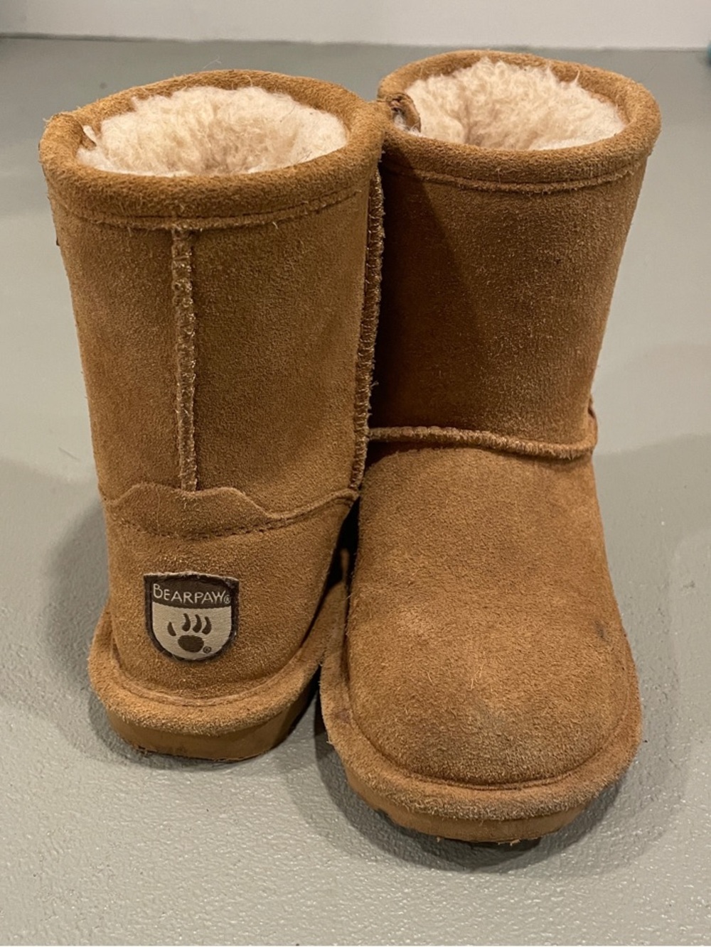 BearPaw Kids Chestnut Brown Suede Shearling Boots